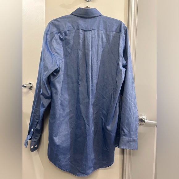 Lands End Button Down Shirt Mens 16-36 Tall Supima Cotton Traditional Fit Blue - Picture 2 of 9